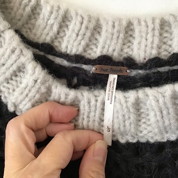 Free People Charcoal Monaco Pullover Open Knit Stitch Alpaca/Wool Blend Sweater - Picture 8 of 15
